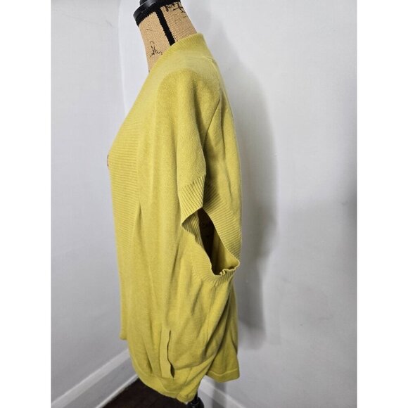 Anthropologie Sparrow Yellow Drapey Open Front Sweater Cotton Wool Angora - Picture 2 of 12